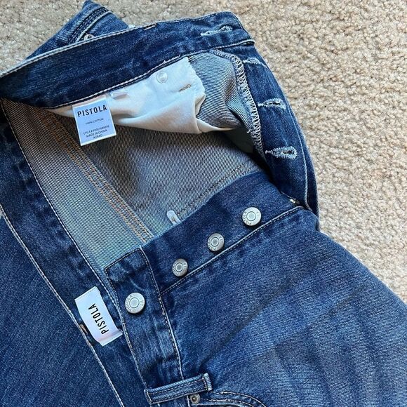 NWT PISTOLA Charlie High-Rise Straight Crop Jeans Distressed - Picture 9 of 9